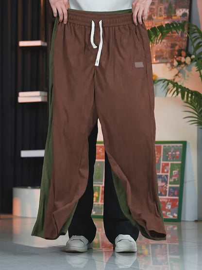 Men's Dark Green Loose Fit Corduroy Cargo Style Trouser